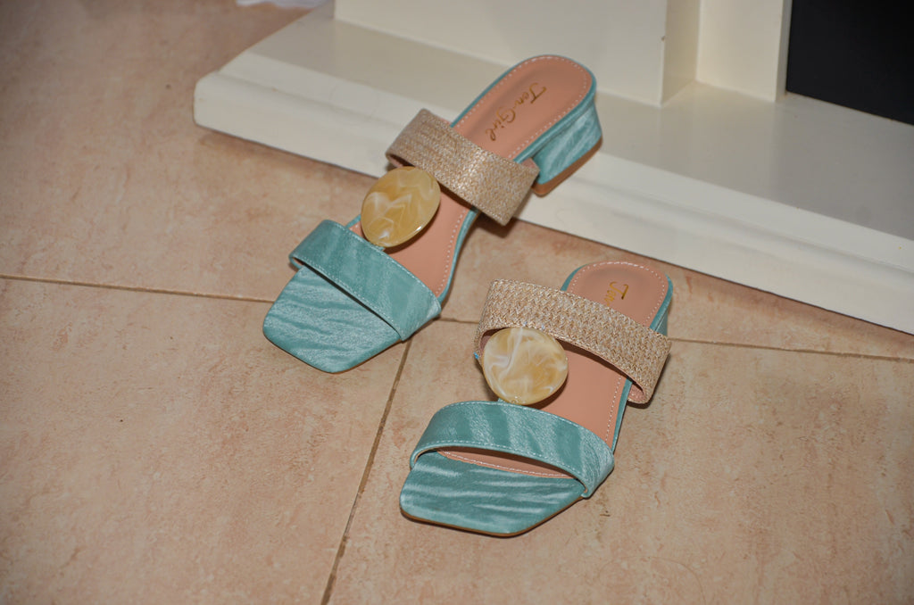DEMI SABOT T-5069 BEIGE/VERT